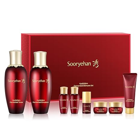 Sooryehan Hyobidam Fermented Skincare Gift Set (13.53 fl oz) - Premium Korean Skin Care for Intense Hydration, Elasticity. Ginseng, Snow Fungus.