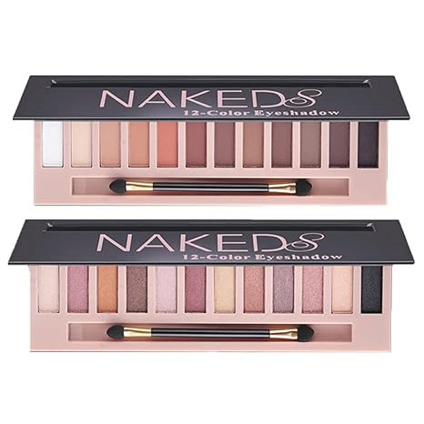 BestLand 2 Pack 12 Colors Makeup Nude Colors Eyeshadow Palette Natural Nude Matte Shimmer Glitter Pigment Eye Shadow Pallete Set Waterproof Smokey Professional Beauty Makeup Kit