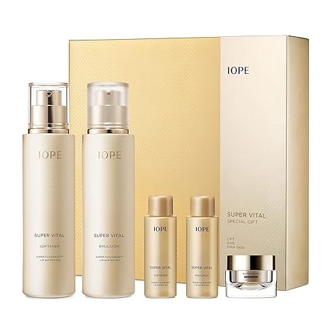 IOPE Super Vital Skin Care Set - Luxury Korean Skincare Gift Set for Anti Aging, Including Face Toner